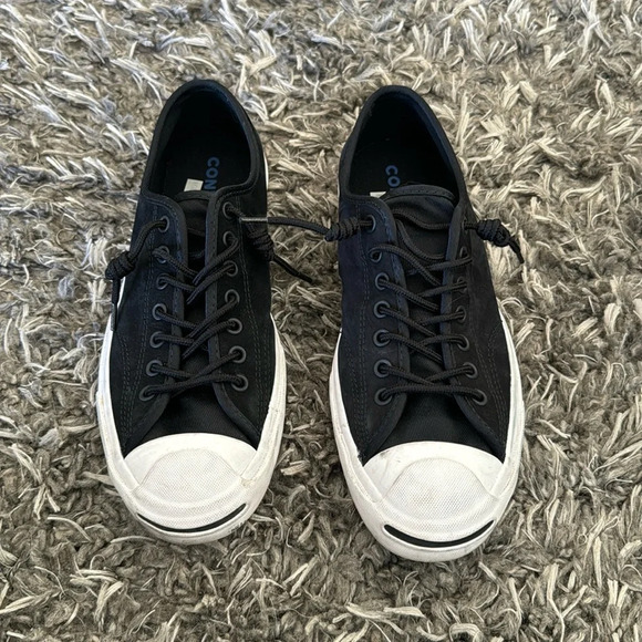 CONVERSE JACK PURCELL OXFORD black SUEDE SLIP ON SNEAKERS - women 9 men 7.5 - Picture 1 of 8
